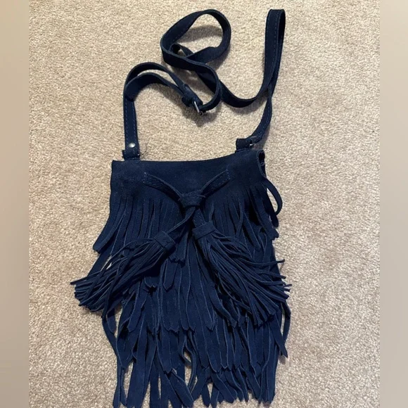 Fringe Navy Blue Crossbody Zara Suede - Picture 1 of 3